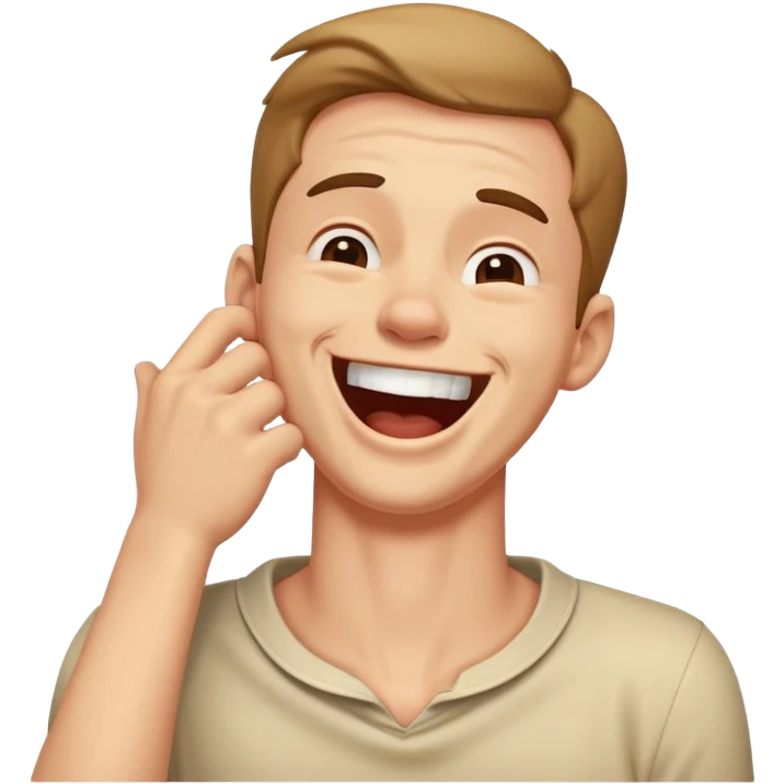 holding neck laughing but looks like choking guy emoji