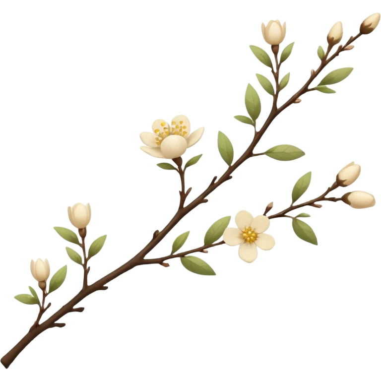 A twig Creamy color flower aesthetic  emoji
