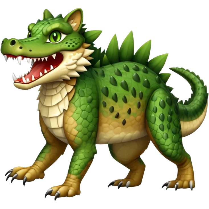 Crocodile-Bobcat-Fakémon-hybrid-creature with a long muzzle, full body emoji