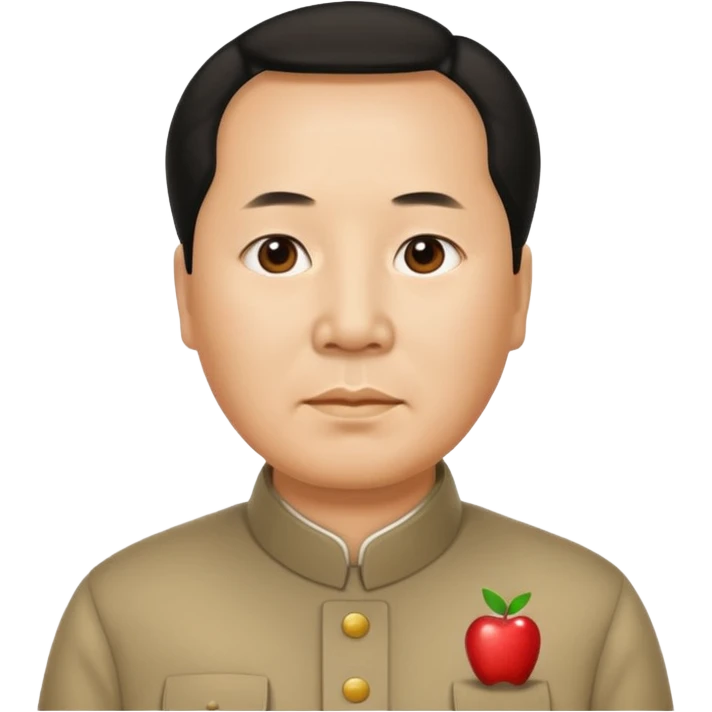 Mao Zedong emoji, neutral expression, simplified features, apple emoji style emoji