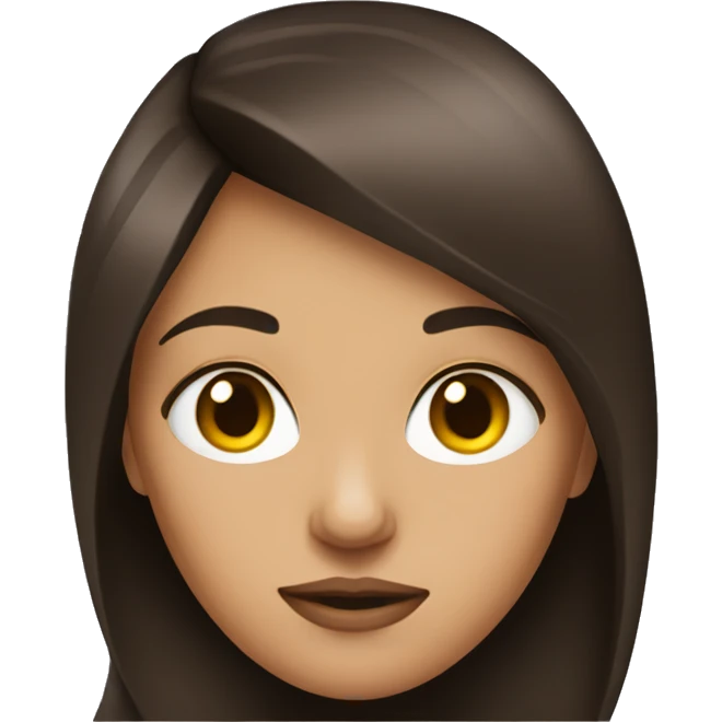 a brunette with resting bitch face emoji