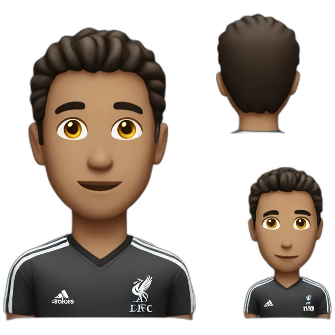 Man with tall hair black wear Liverpool shirt  emoji