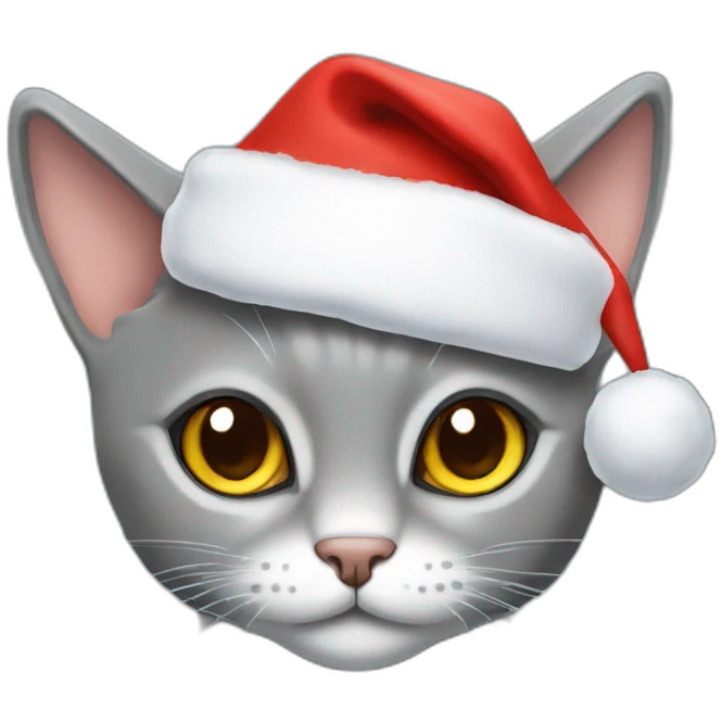 Little grey cat with santa hat emoji
