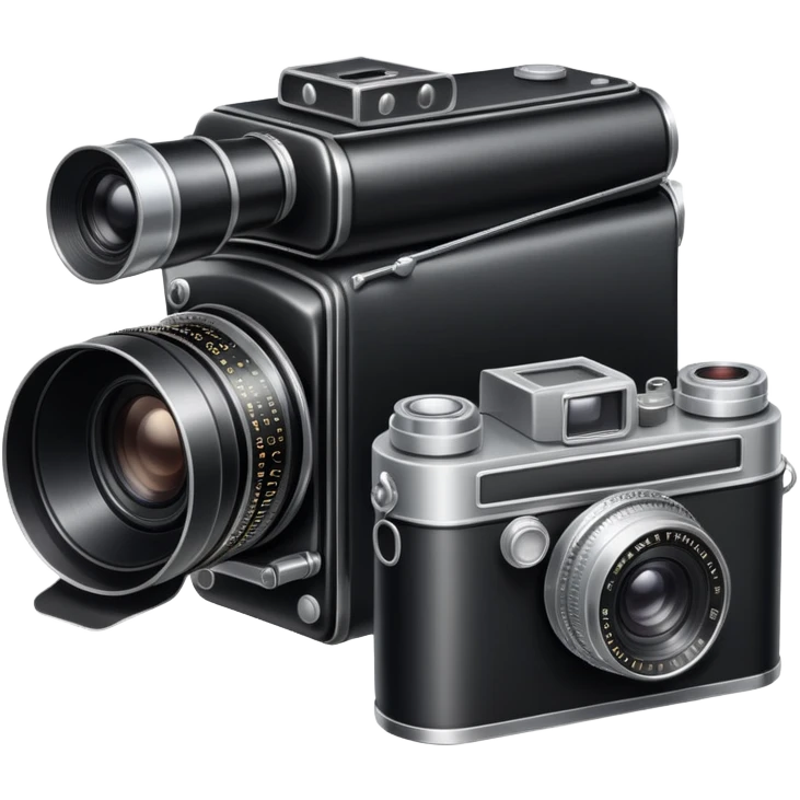Vintage film camera with a traditional roll of 35mm film next to it emoji