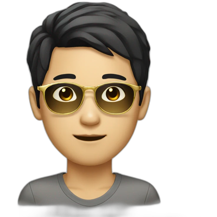 asian guy with gold glasses and blonde and black hair asian girl emoji
