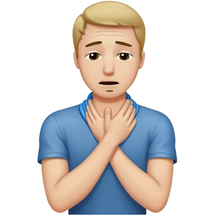 Man putting arms around his neck while crying emoji