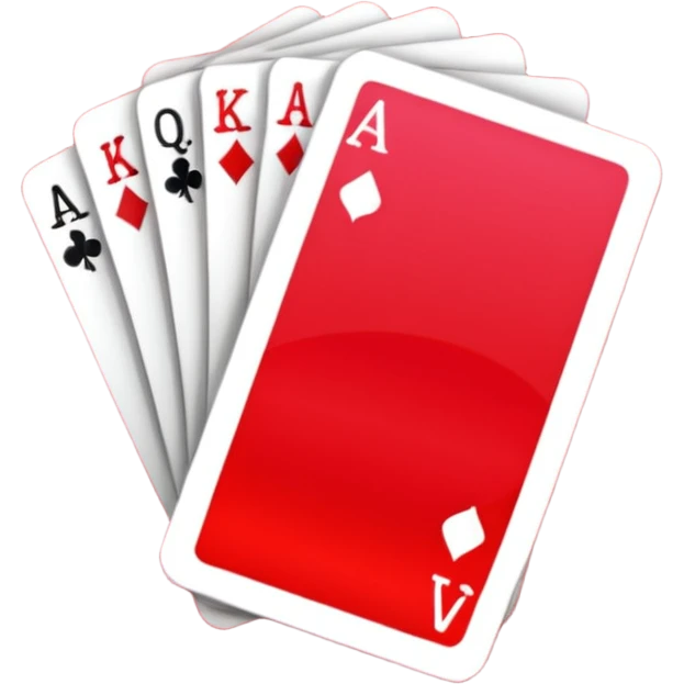 Cute deck of cards red color neon emoji