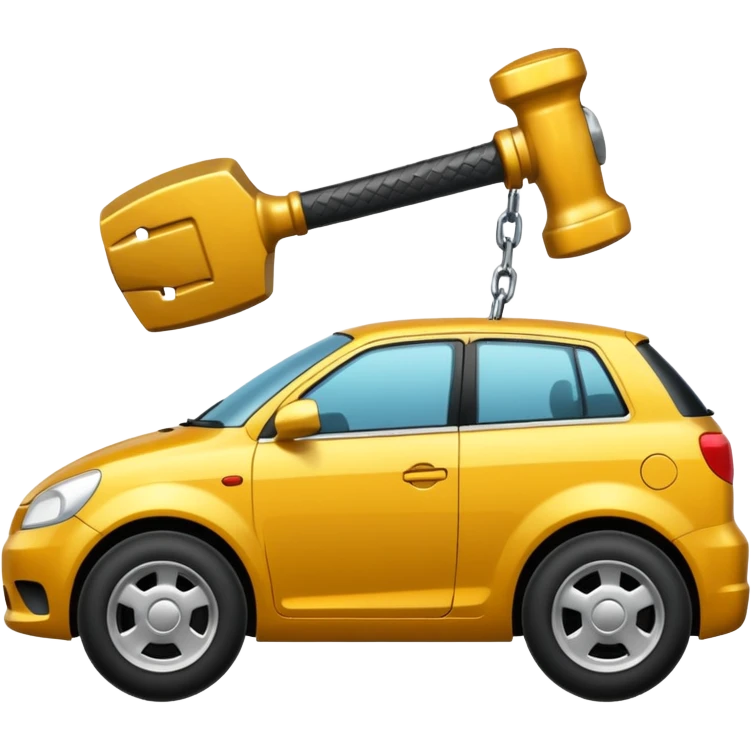 Car getting hit by hammer emoji