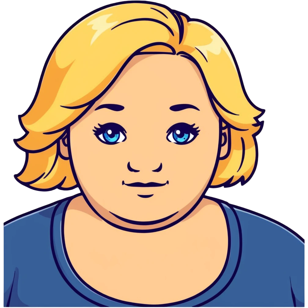 A middle aged plus size woman with blonde hair and blue eyes emoji