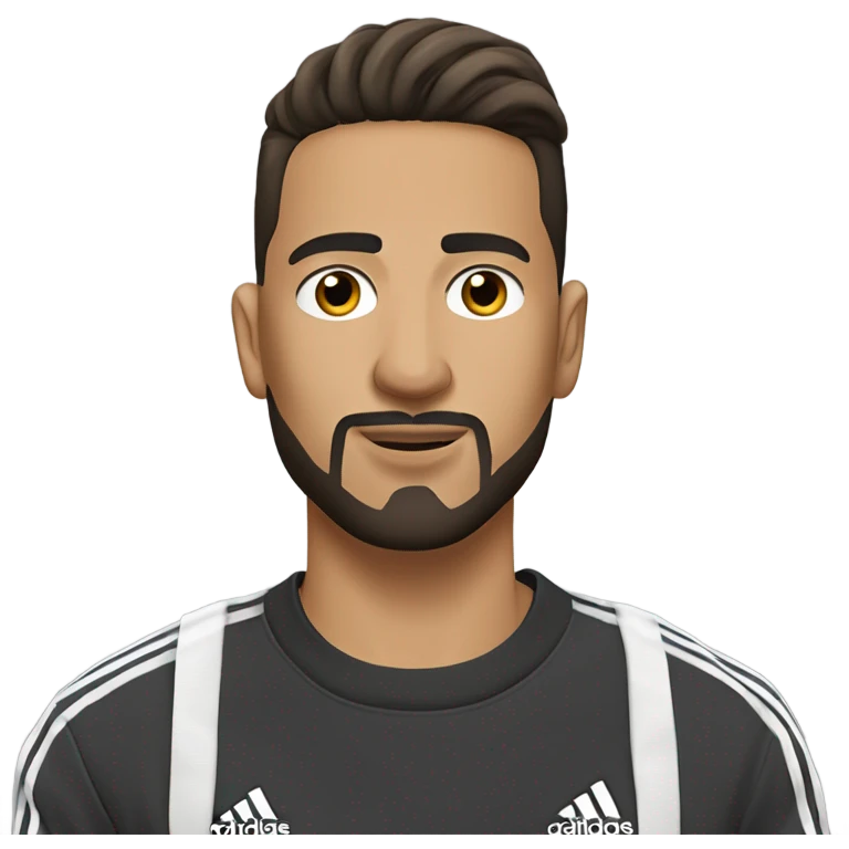 Latin man with low ponytail and a goatee in an Adidas tracksuit ￼￼ emoji