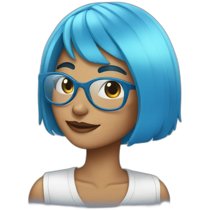 Blue hair cool girl emoji