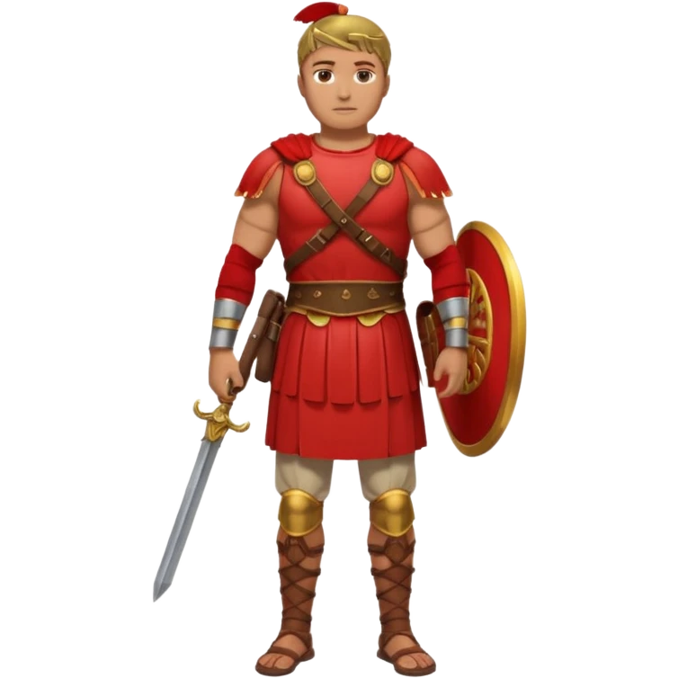 roman soldier without armor, just red clothing and fullbody view emoji