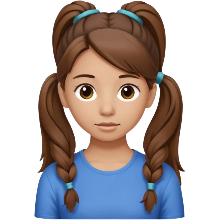 Normal skinned, tiny nosed, brown haired girl with Tying a ponytail emoji