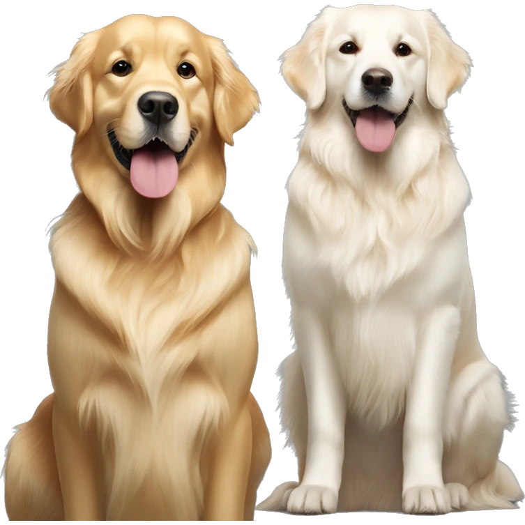 Two golden retrievers and one white golden retriever  emoji