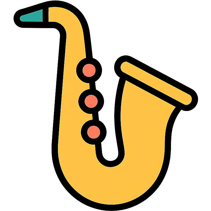 saxophone modern icon style, simple and recognizable emoji