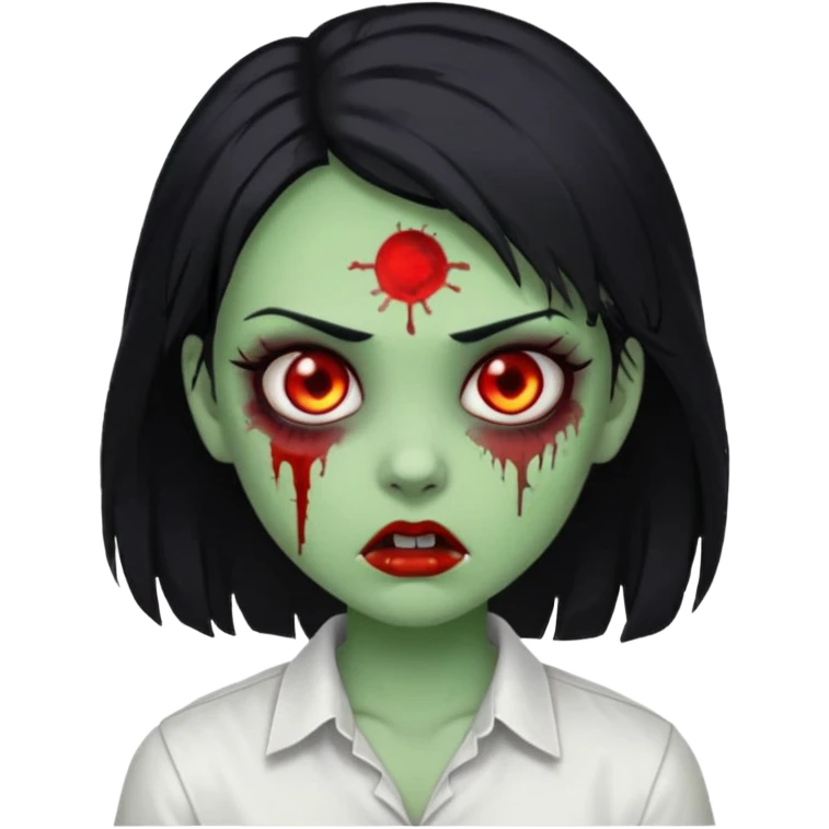 zombie girl with white shirt but similar to this with green skin black hair emoji