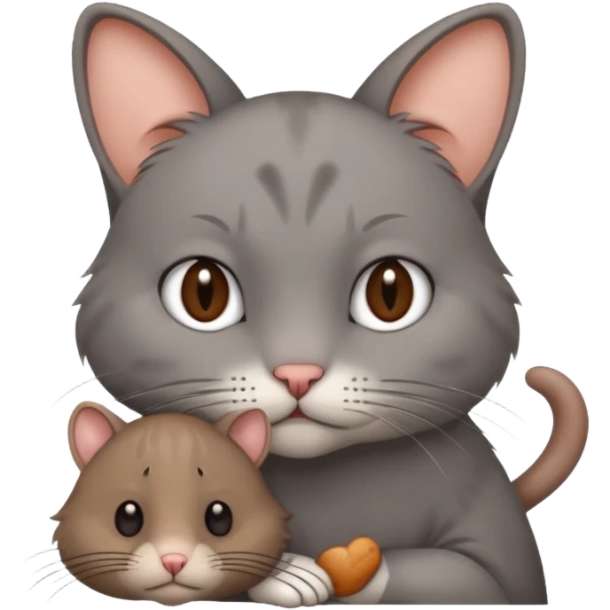Sad cat holding rat emoji