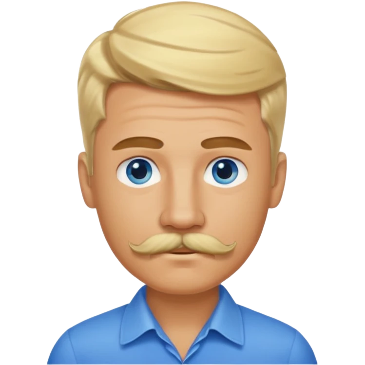 normal emoji 👨🏼 guy with blond hair, mustache, and blue eyes. No shoulders or neck. Just head. Hair a little mussed and stylish emoji