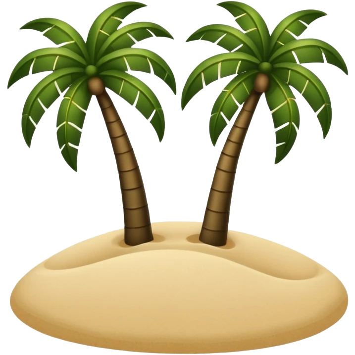 dark green palm trees on light beige sand, Apple emoji style, no text emoji