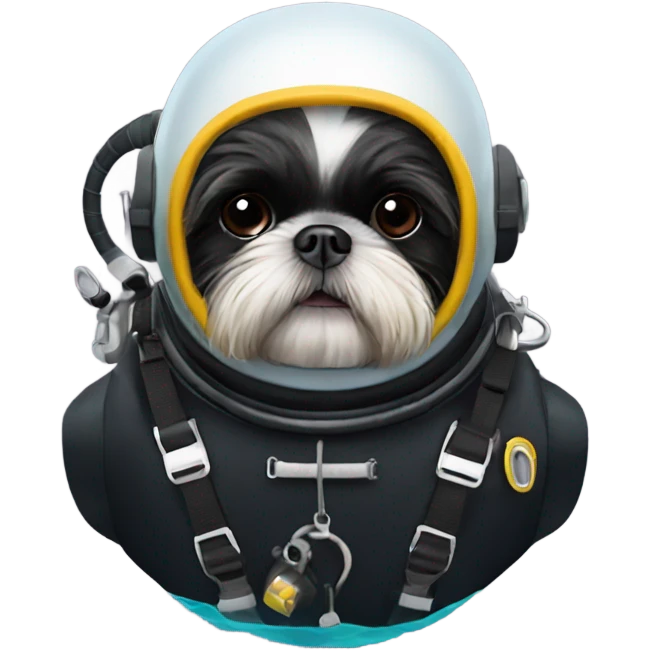 Black Shih tzu as scuba diver emoji