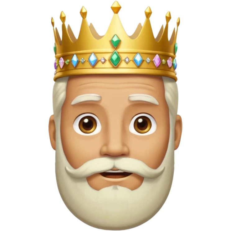 Create a cartoon-style emoji of Melchor, one of the Three Wise Men. Only show his face and crown. He has a kind, wise expression, a long white beard, and a golden crown with jewels. Make it colorful, simple, and suitable as an emoji. emoji