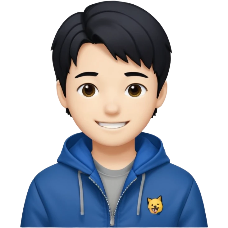 Felix from Stray Kids with black hair, wearing a blue jacket emoji