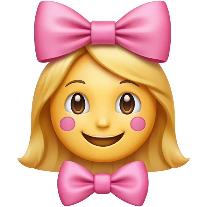 Smiling face emoji with pink bow emoji