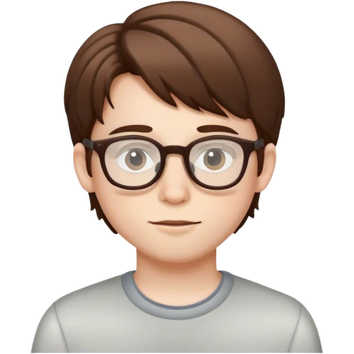Brown haired pale skin Boy with glasses  emoji