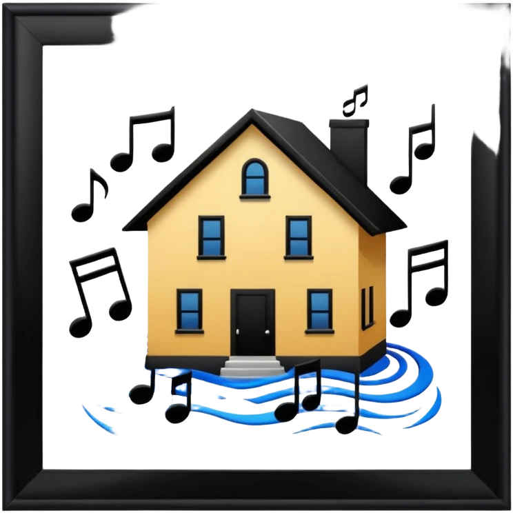 House where black notes come out emoji