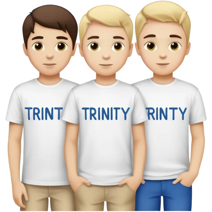 I want boys in t-shirts with text "Trinity" emoji
