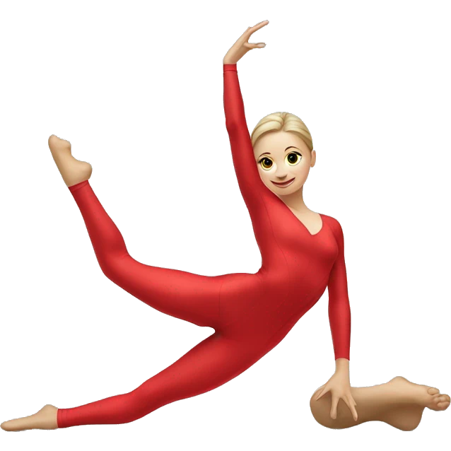 white rhythmic gymnast in splits in a red suit emoji