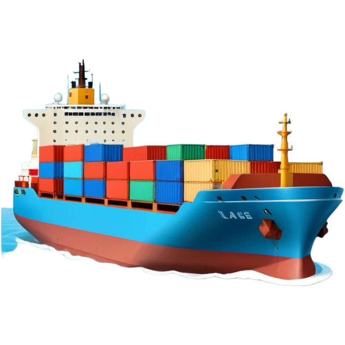 Draw a large cargo ship loaded with colorful containers on the sea. emoji