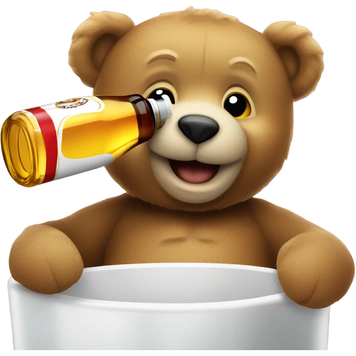Teddy bear drinking Stella Artois beer emoji