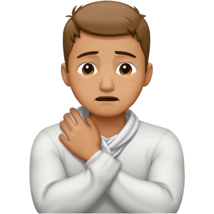 Arms crossed holding neck crying guy emoji