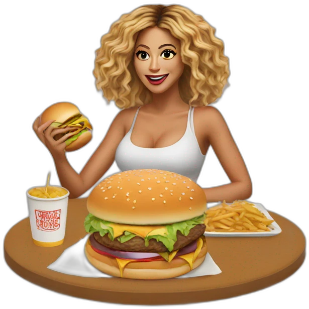 Beyoncé eating the hamburger emoji