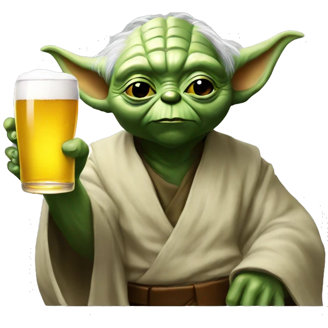 Yoda drinks beer emoji