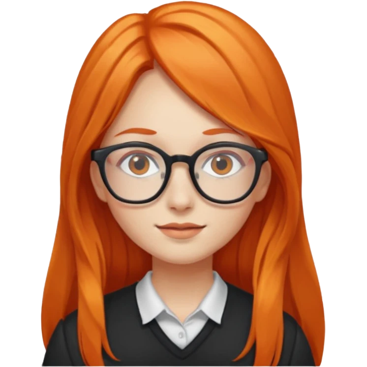Girl with long orange hair and glasses emoji