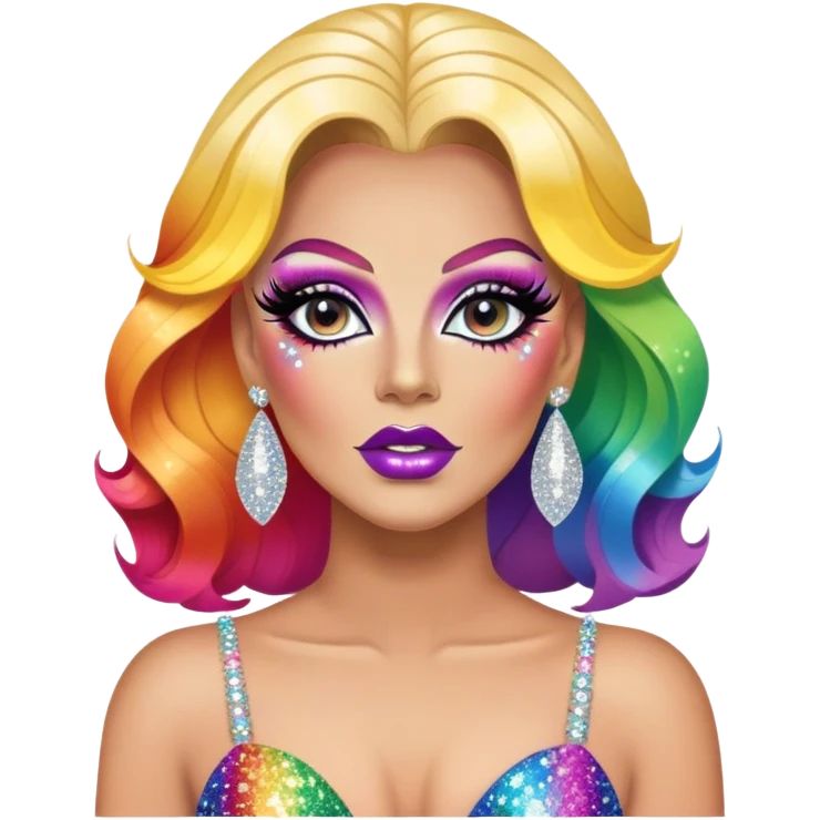 rainbow drag queen glitter sparkles babe girl makeup diva brat emoji