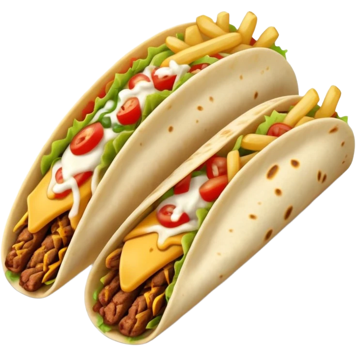 French tacos, grilled wrap with fillings, cheese, and fries emoji