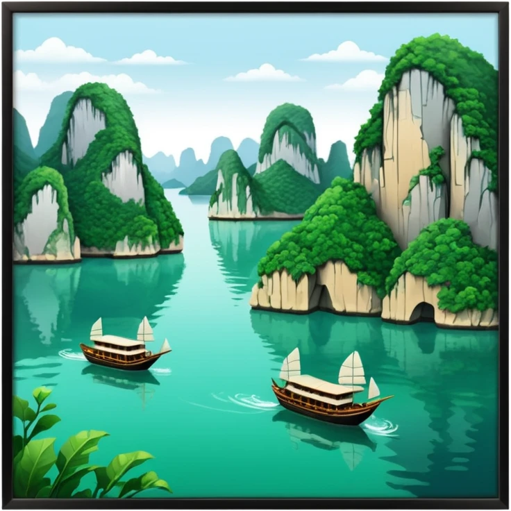ha long  bay with a white border emoji