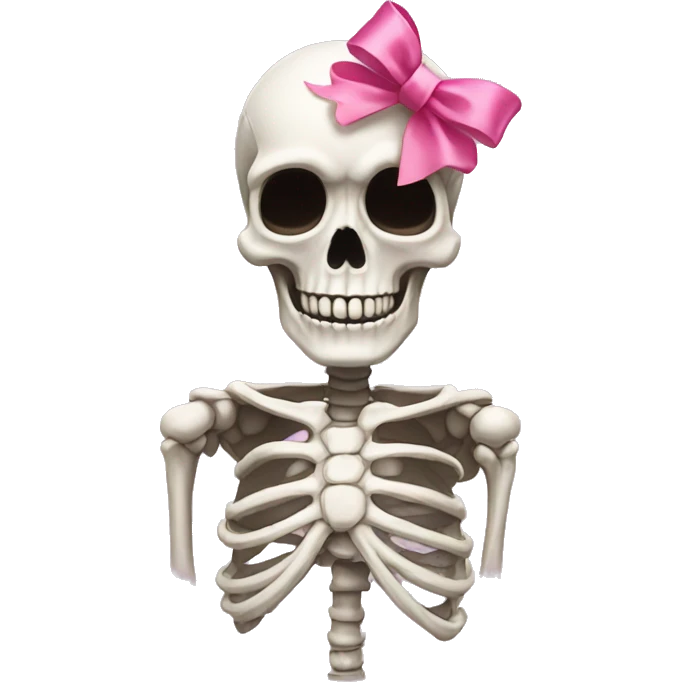 Skeleton with pink bow on the side of its head emoji