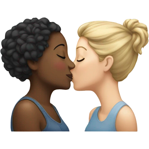 Lesbian couples kissing both are white emoji