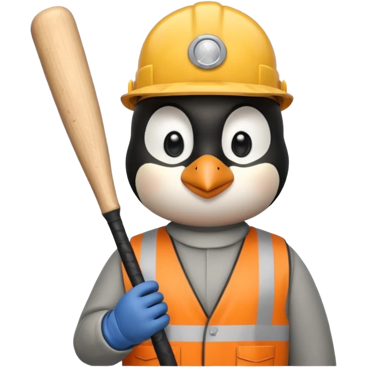 Penguin Construction Worker baseball bat emoji