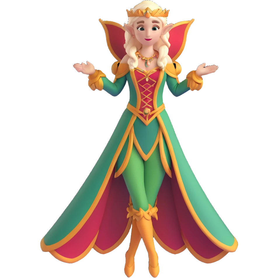 graceful female elf with ornate clothing, beautiful features, elegant pose emoji