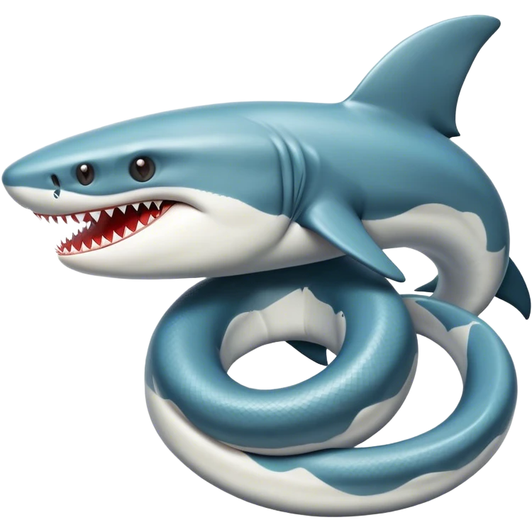 A snake hugging a shark  emoji