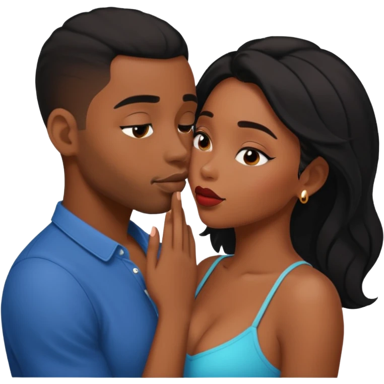 Whispering in ear sexy black couple emoji