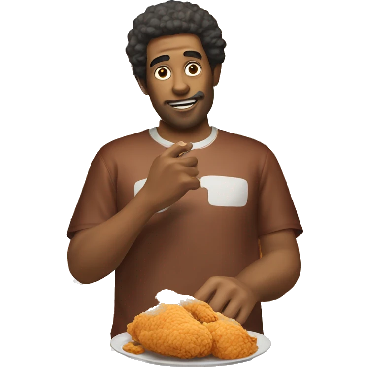 Man eating fried chicken.  emoji