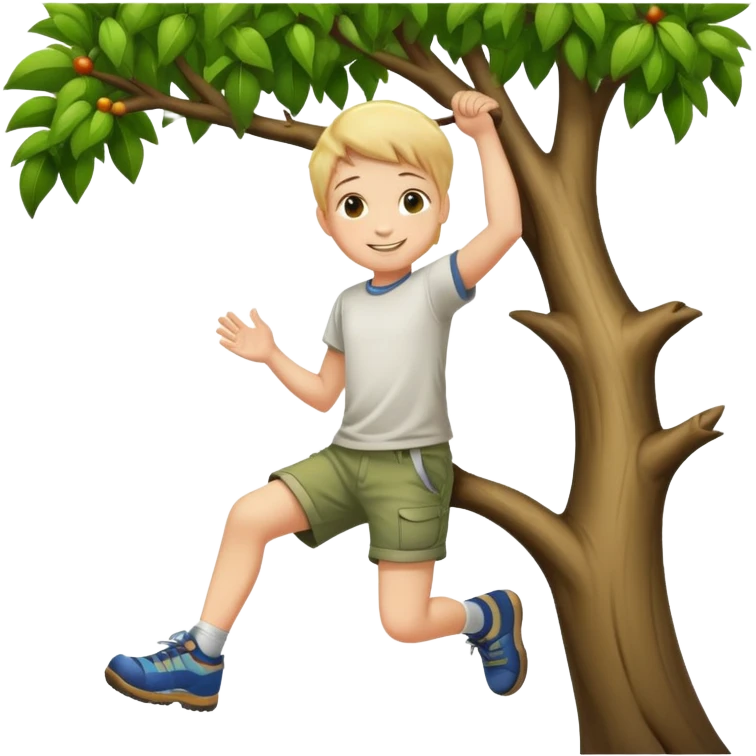 child climbing a tree emoji