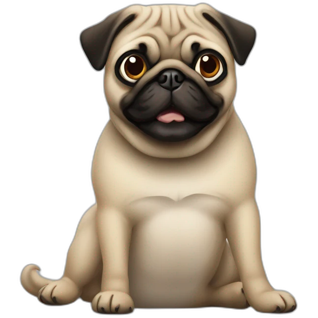 Pug con la plática arriba saludando emoji