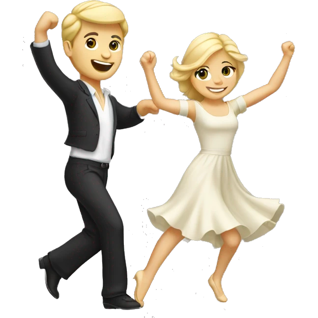 Cute fair-skin blonde white couple dancing emoji